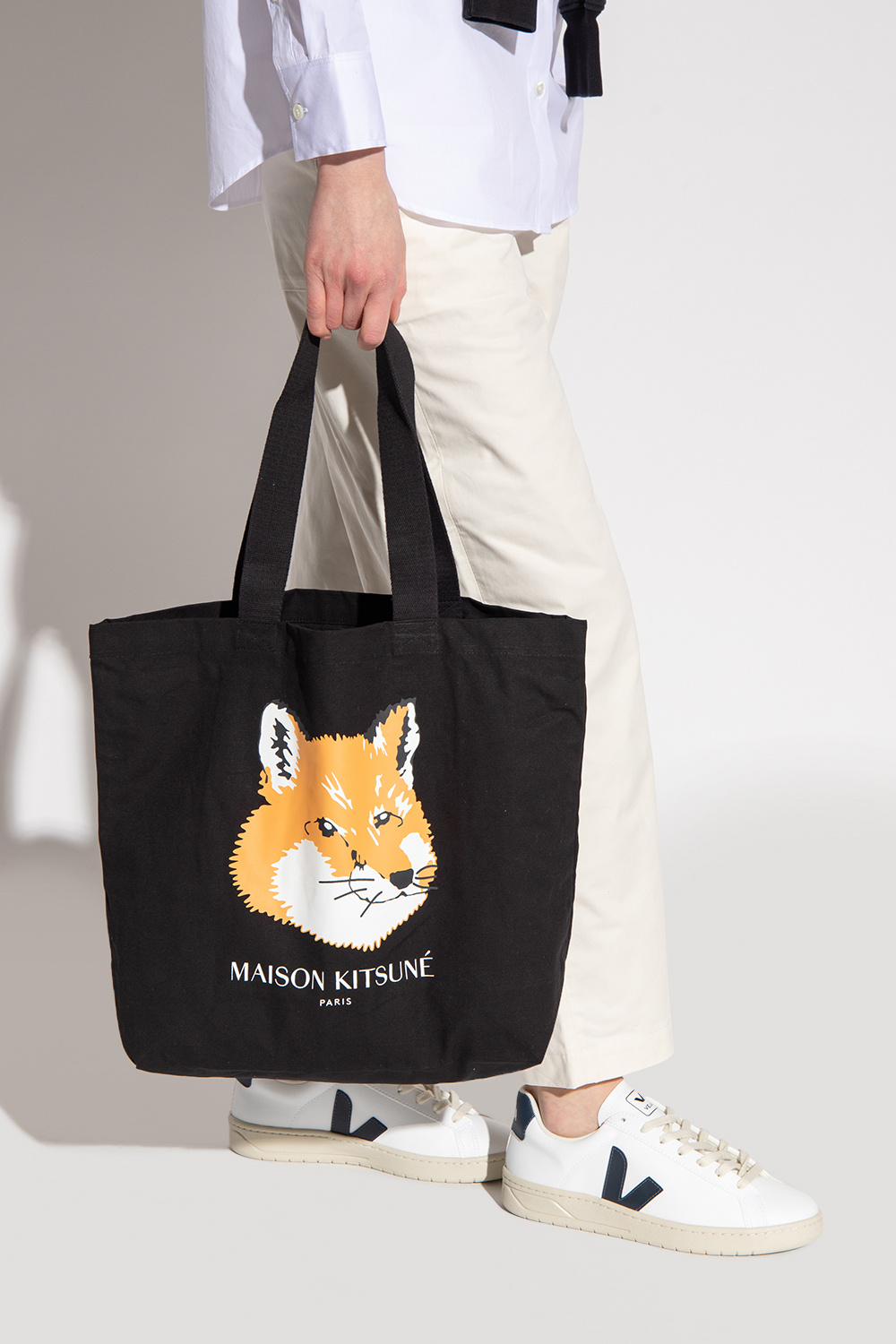 トートバッグ Maison Kitsune Shopper SchaferandweinerShops GB - logo-embellished large tote bag